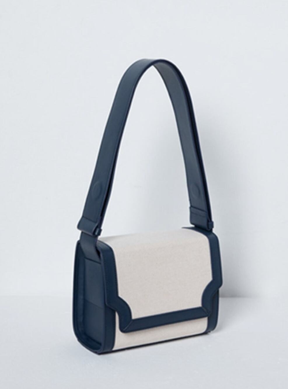 Marge Sherwood Vava Cream Navy Blue Canvas Purse